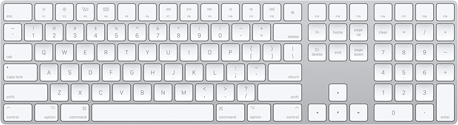 Apple Magic Keyboard with Numeric Keypad in silver with white keys
