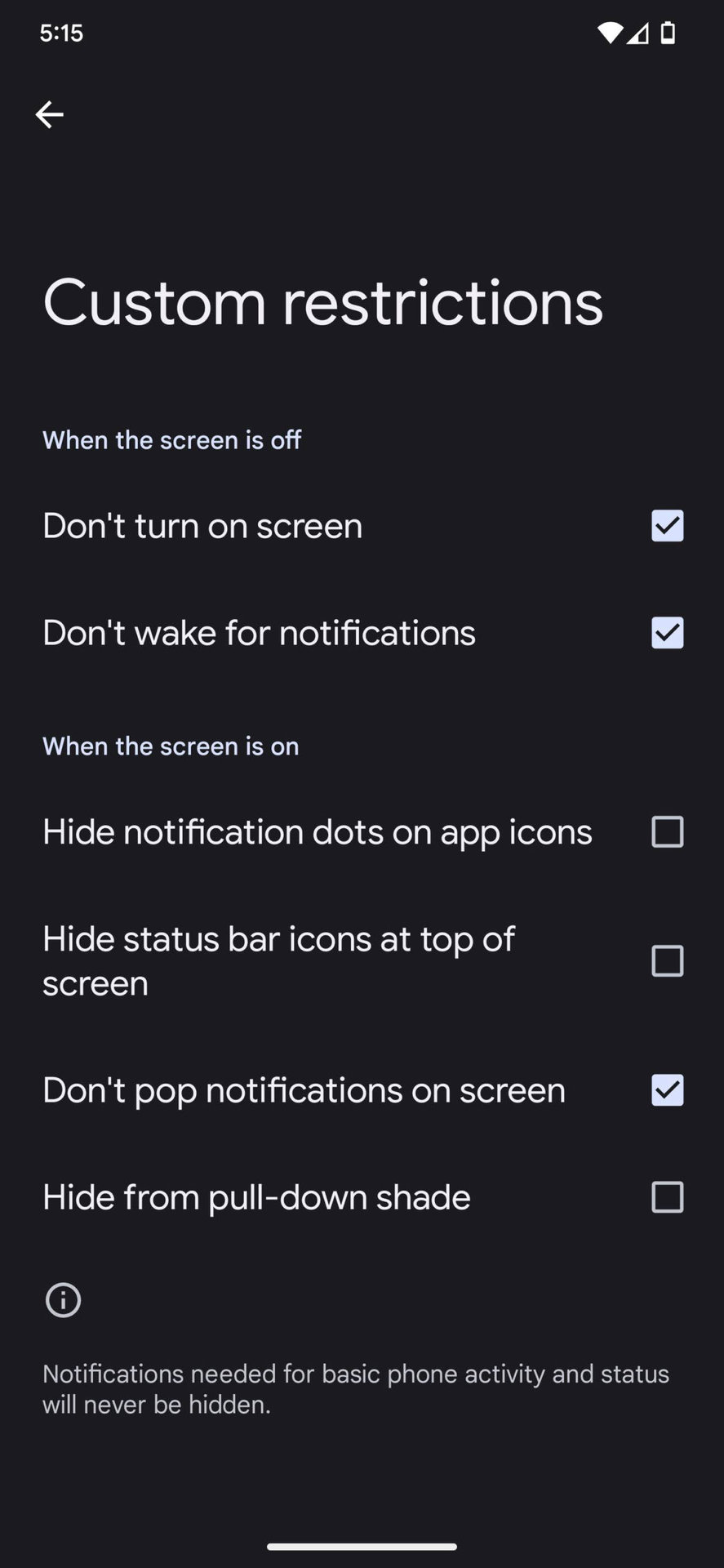 Decide whether to hide notifications or not 5