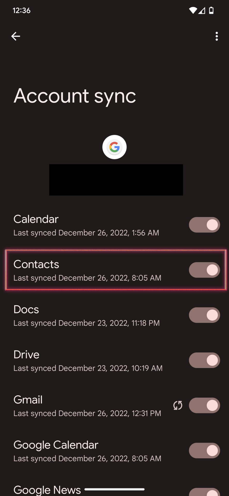 Enable Contacts sync on Android 13 4