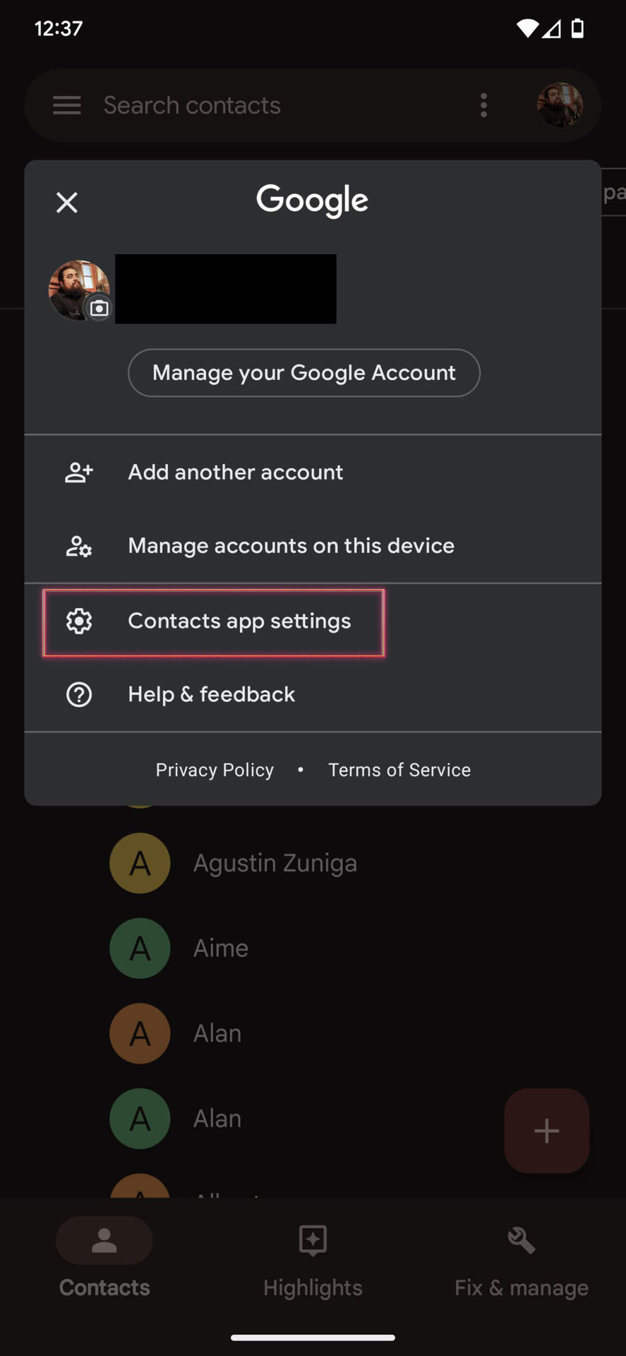 Enable Contacts sync on Android 13 6