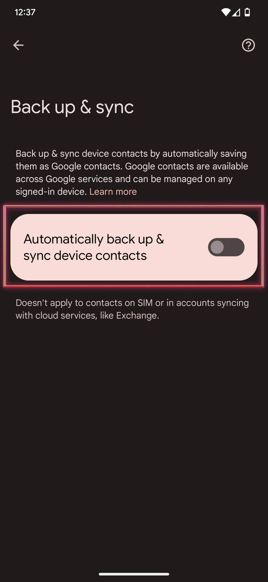 Enable Contacts sync on Android 13 9