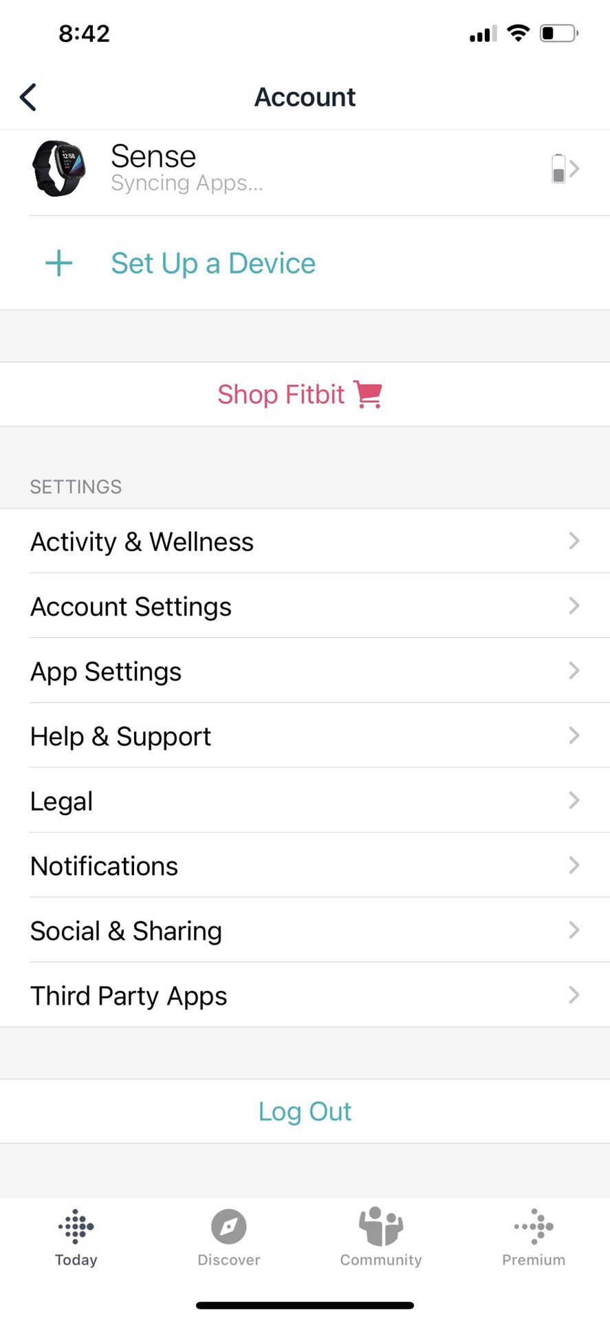 Fitbit App Account Menu