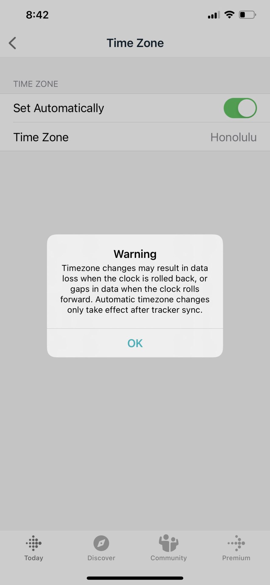 Fitbit App Time Zone Warning