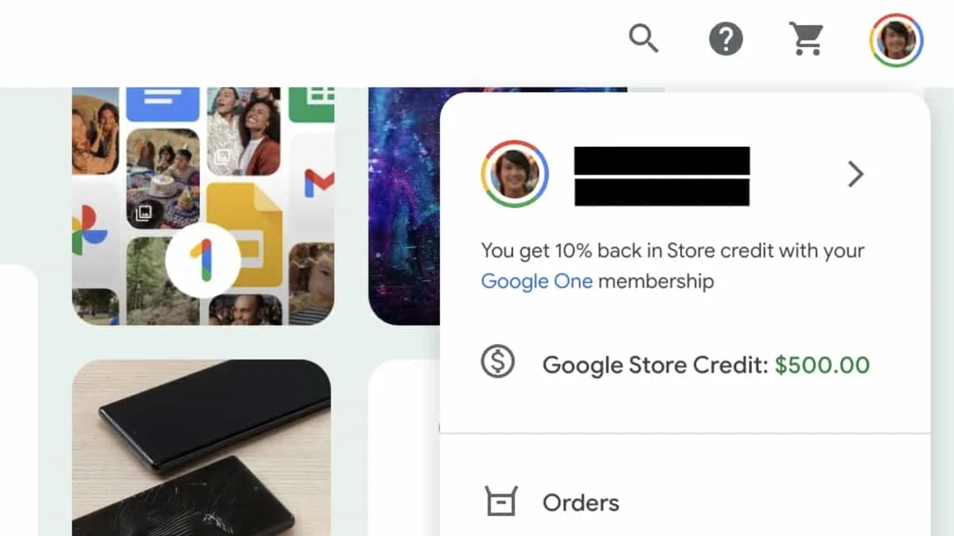 Google Store 500 credit bug