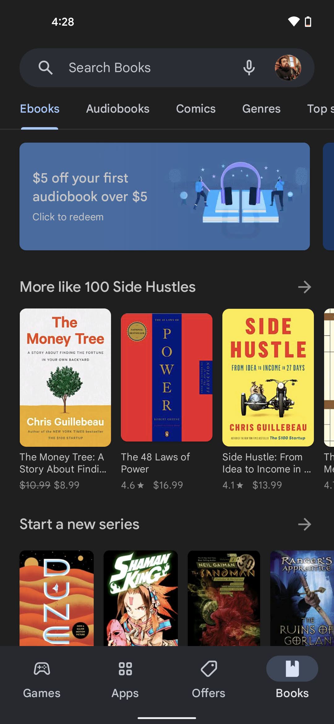 How to buy eBooks or Audiobooks on Google Play Store 1