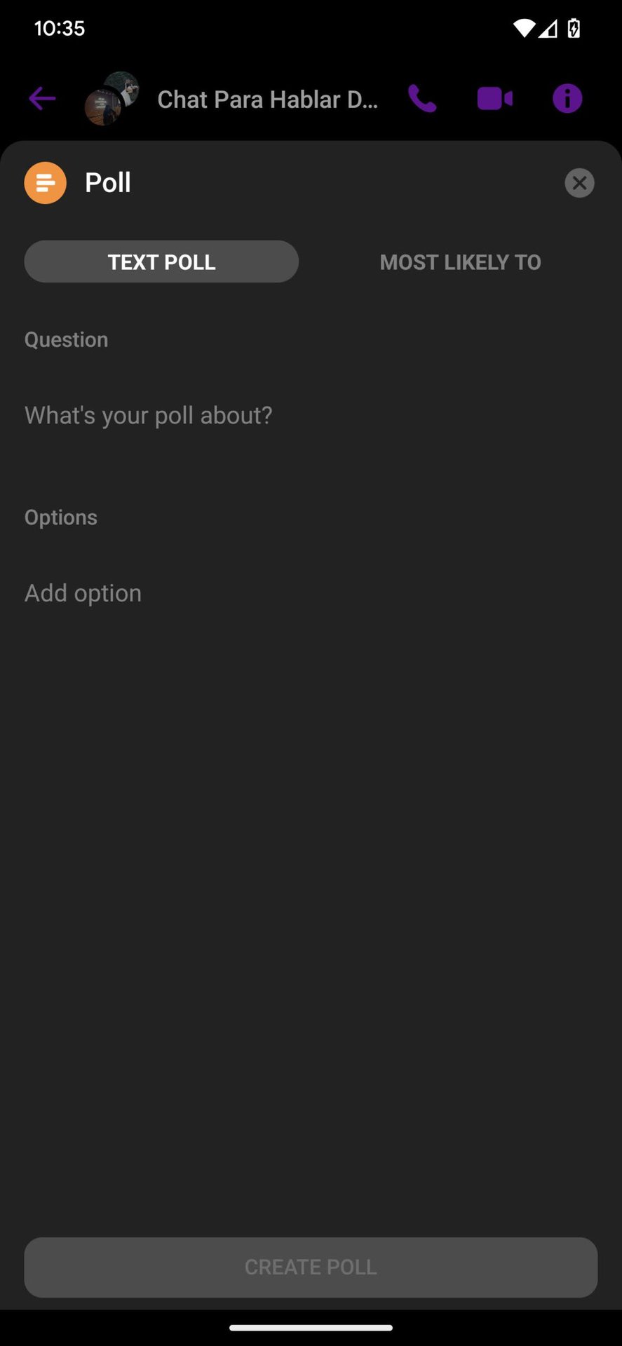 How to create a poll on Facebook Messenger app 3