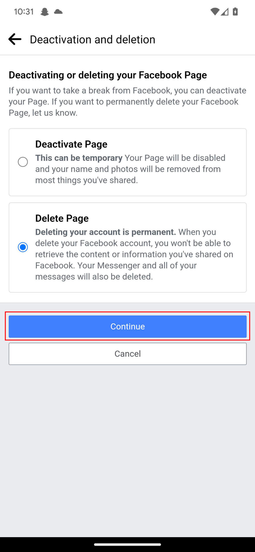 How to deactivate or delete Facebook page on mobile 6