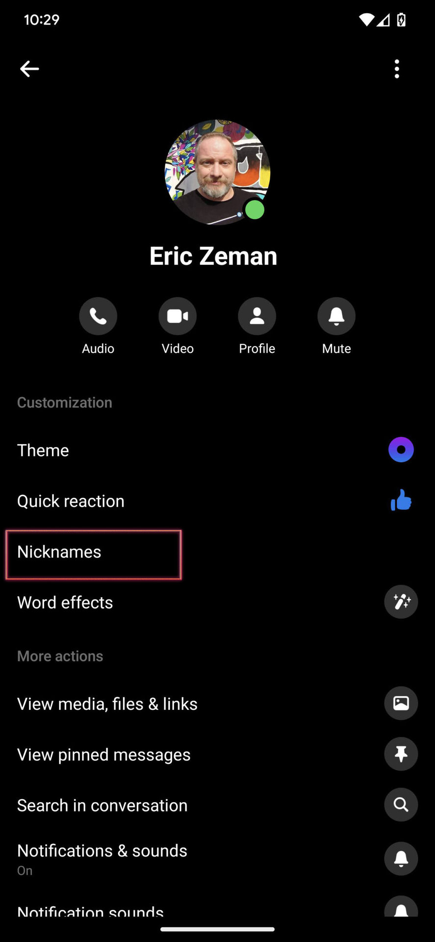 How to set a nickname on Facebook Messenger app 2