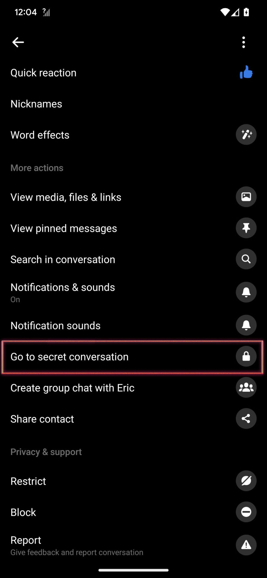 How to start a secret conversation on Facebook Messenger app 2