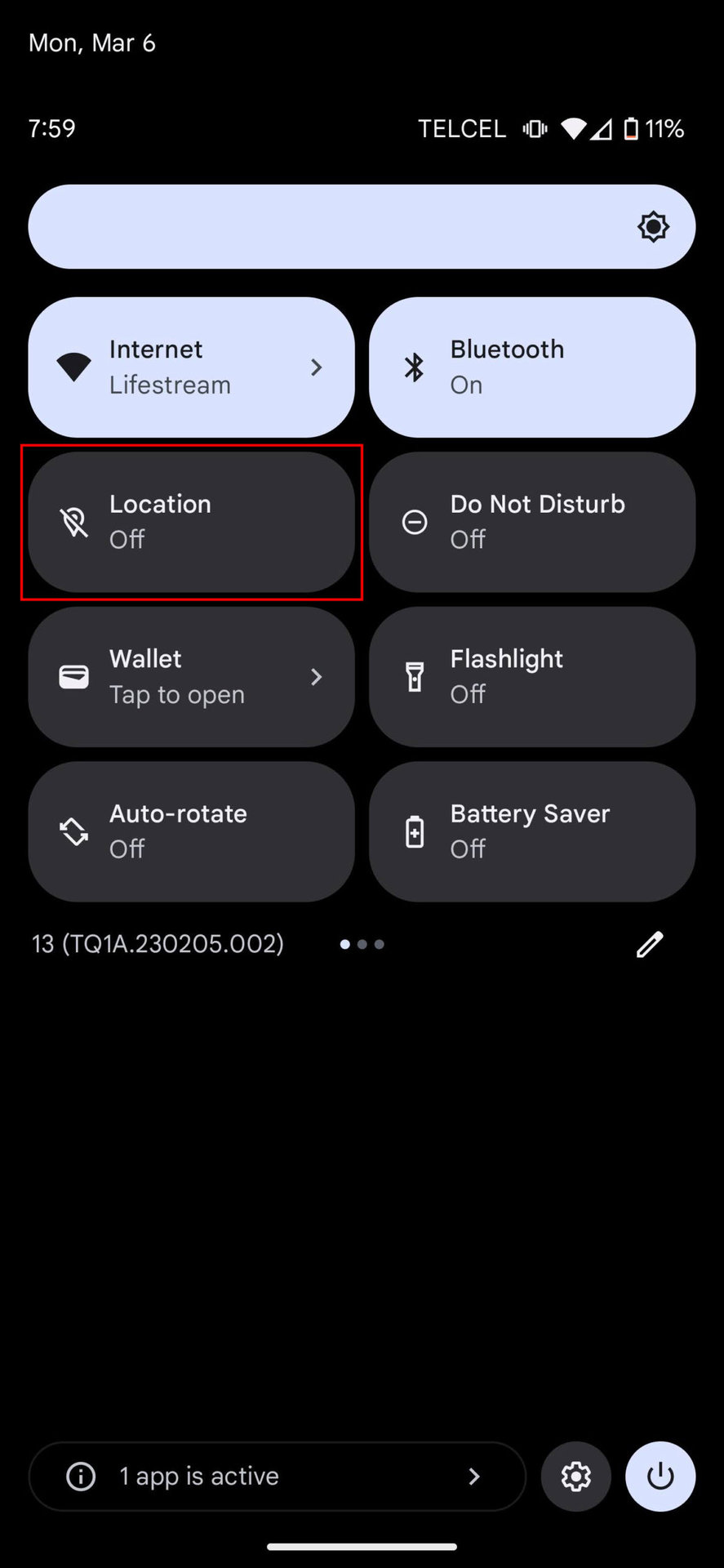 How to turn off Android GPS and location services using the Quick Settings 4
