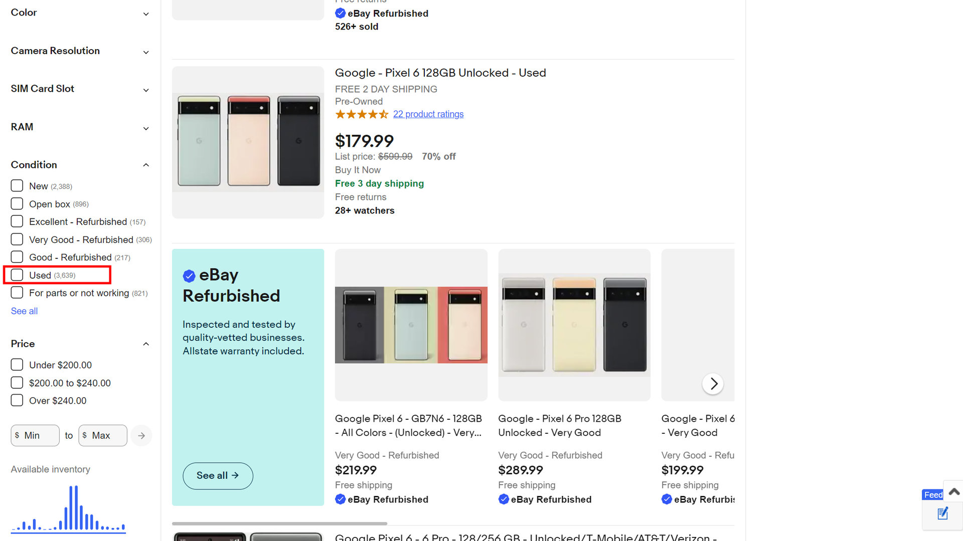 How toi search for used phones on eBay