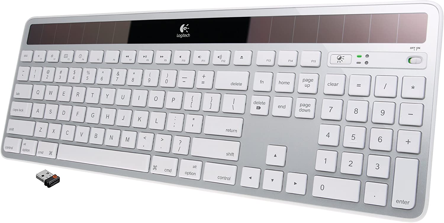 Logitech Solar K750 keyboard in silver with white keys