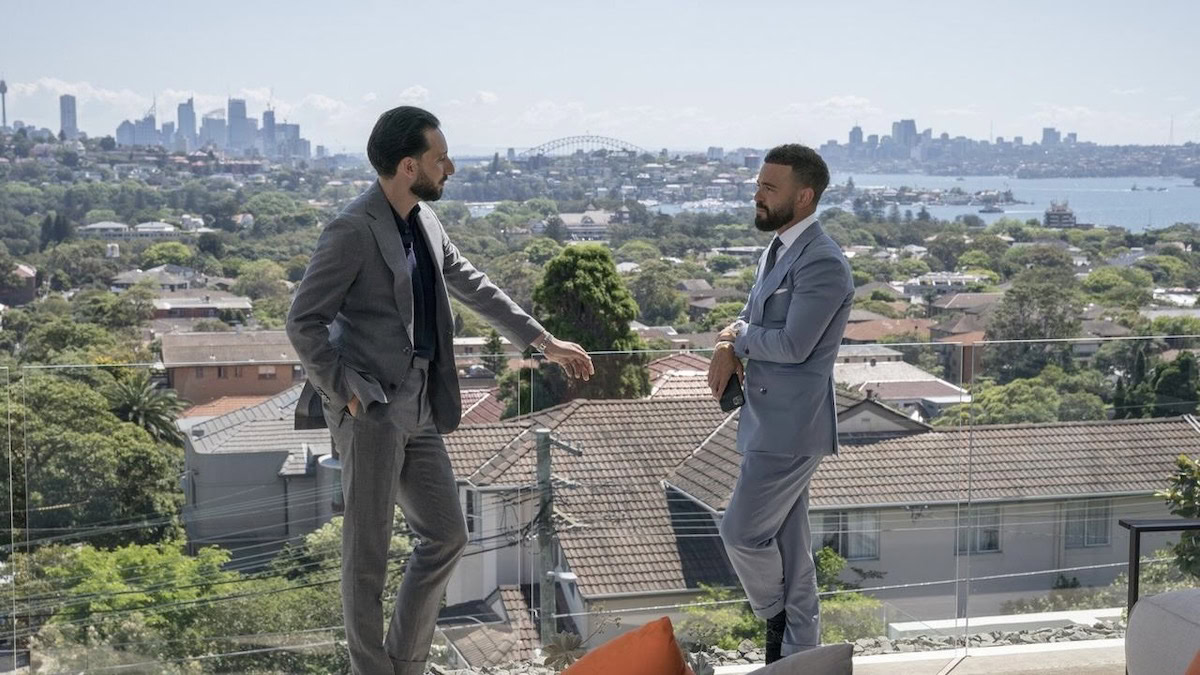 Two men on a balcony in Luxe Listings Sydney - shows like selling sunset