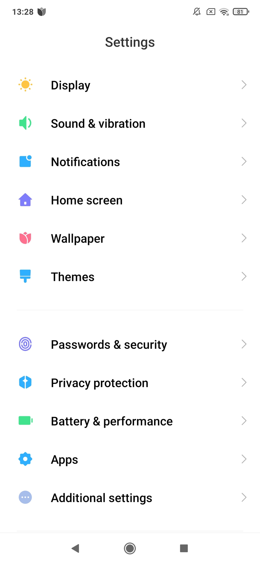 MIUI app drawer settings