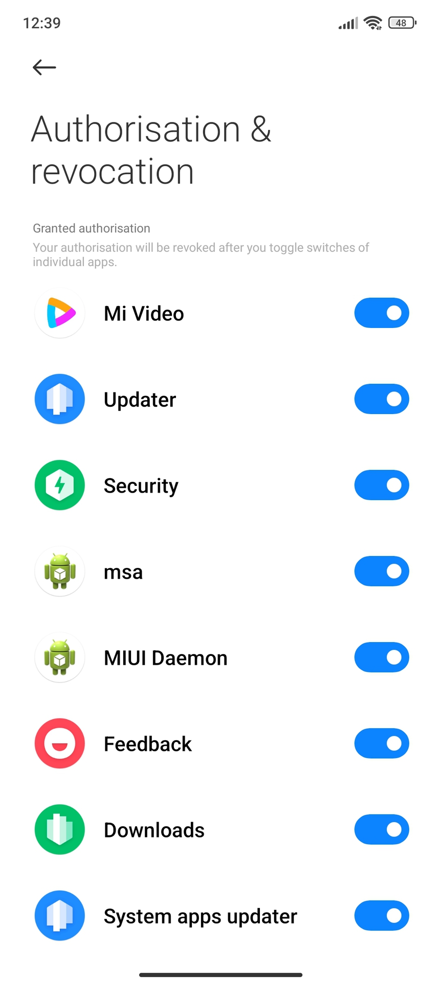 MIUI system ads authorization and revocation