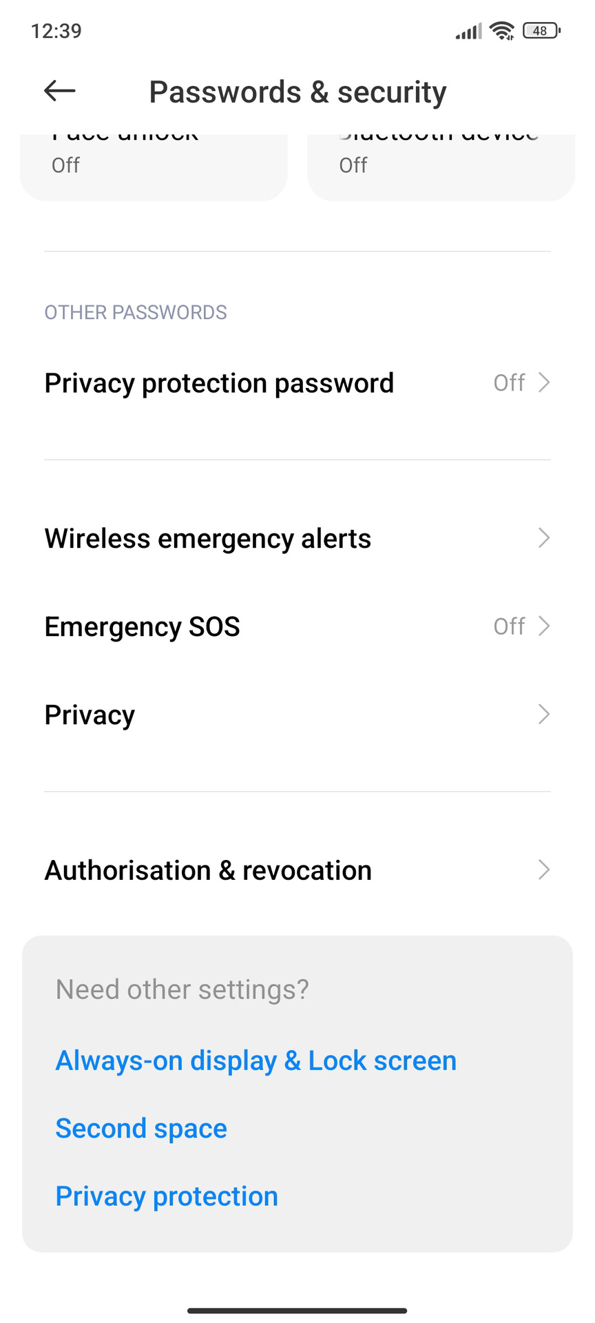 MIUI system ads passwords and security