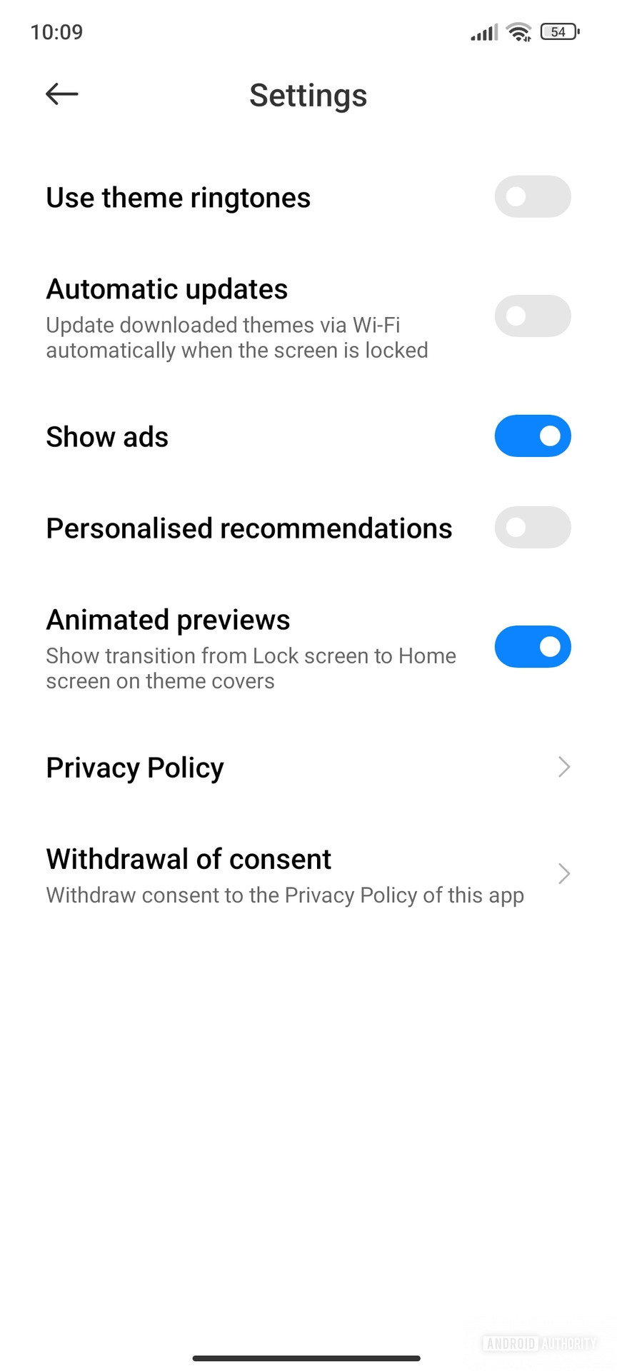 MIUI system ads settings