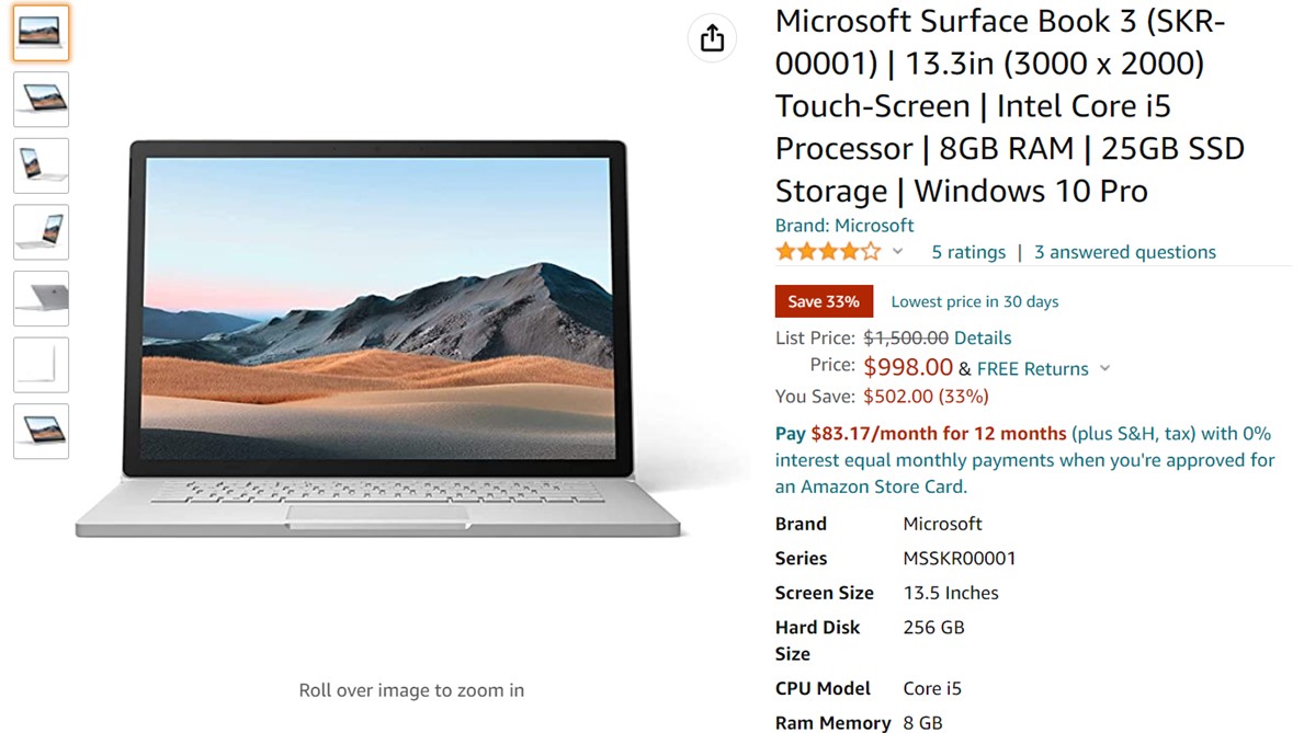 Microsoft Surface Book 3 Amazon Deal