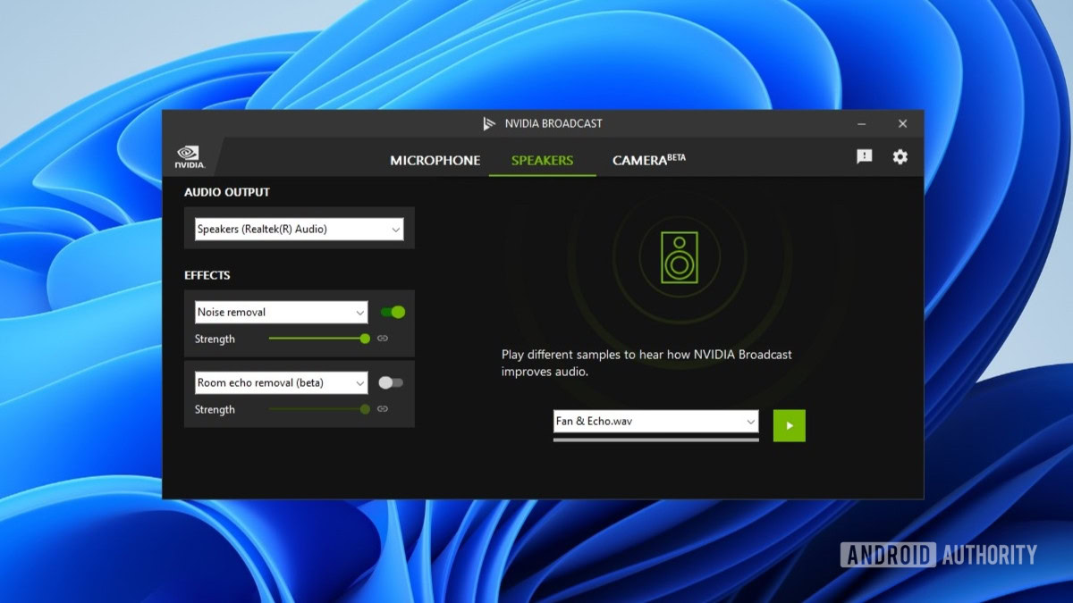 Nvidia Broadcast speakers effects