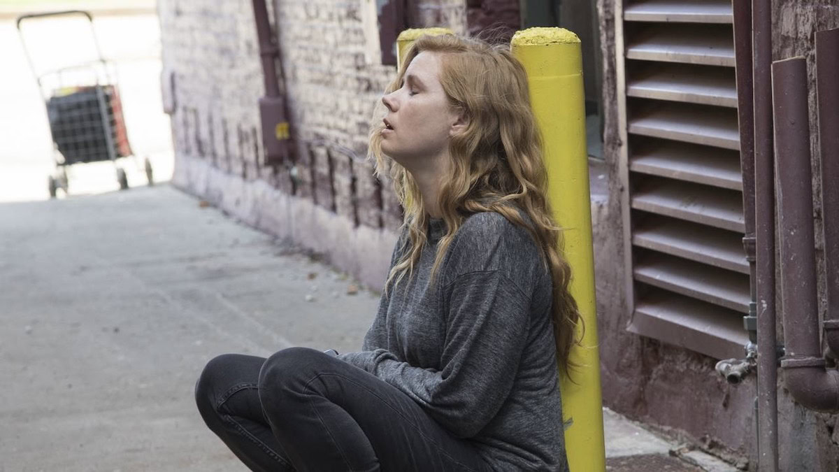 Amy Adams se agacha y llora en Sharp Objects - se muestra como la azafata