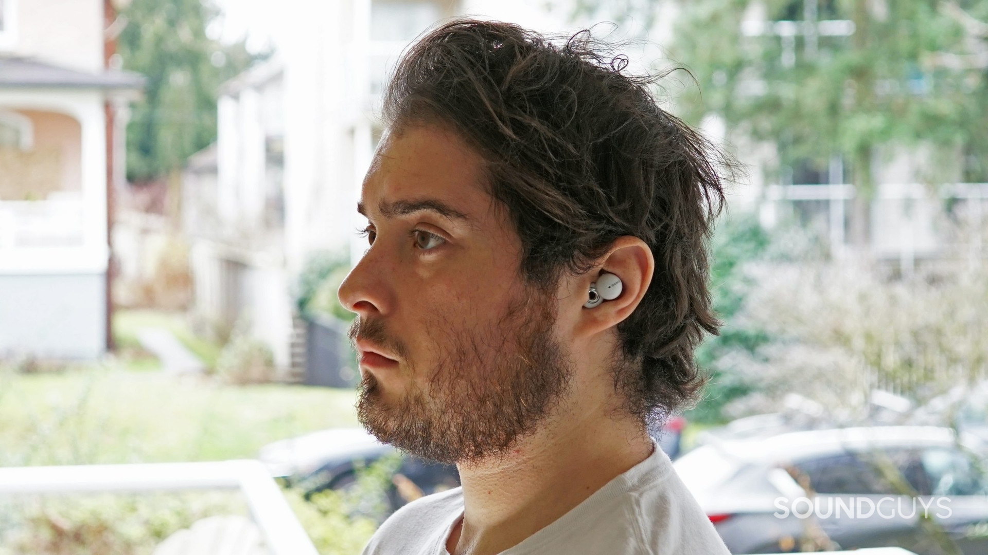 Sony Linkbuds being worn in ears.