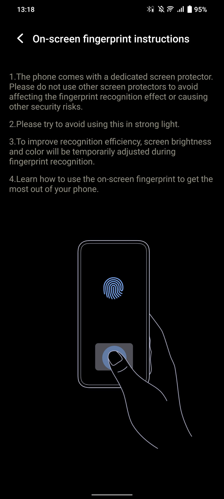 Vivo X80 Pro fingerprint instructions