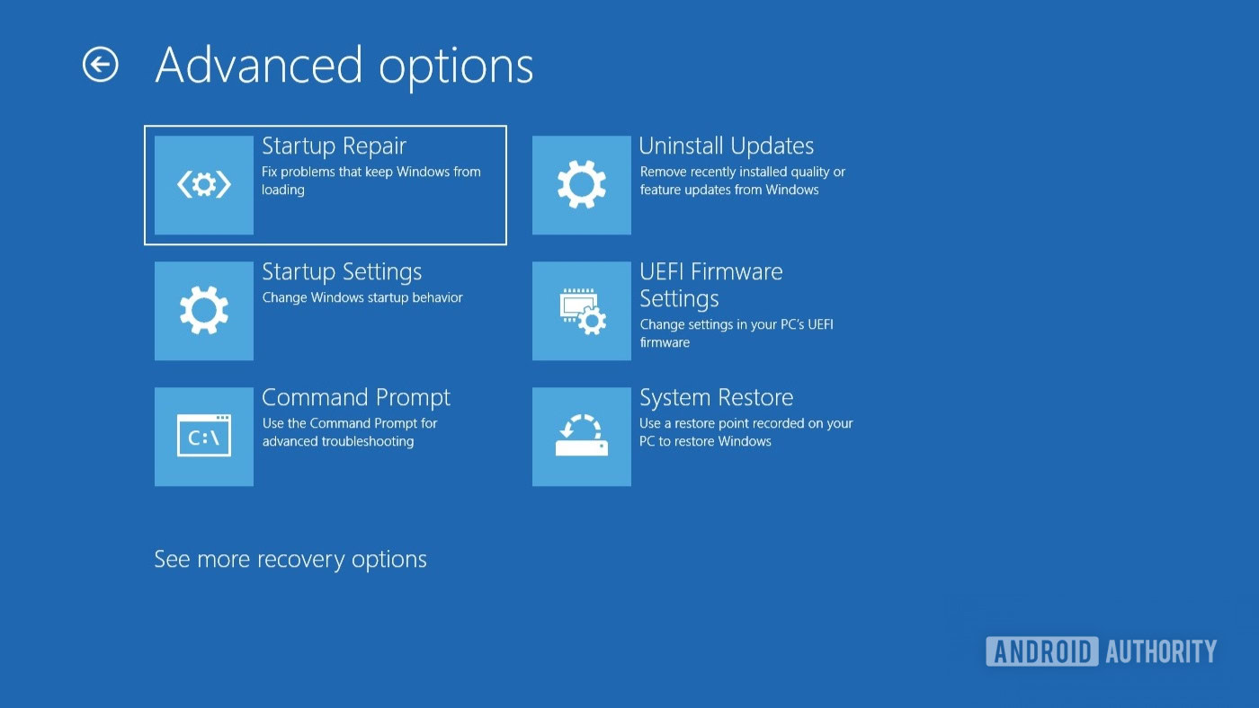 Opciones avanzadas de Windows 10