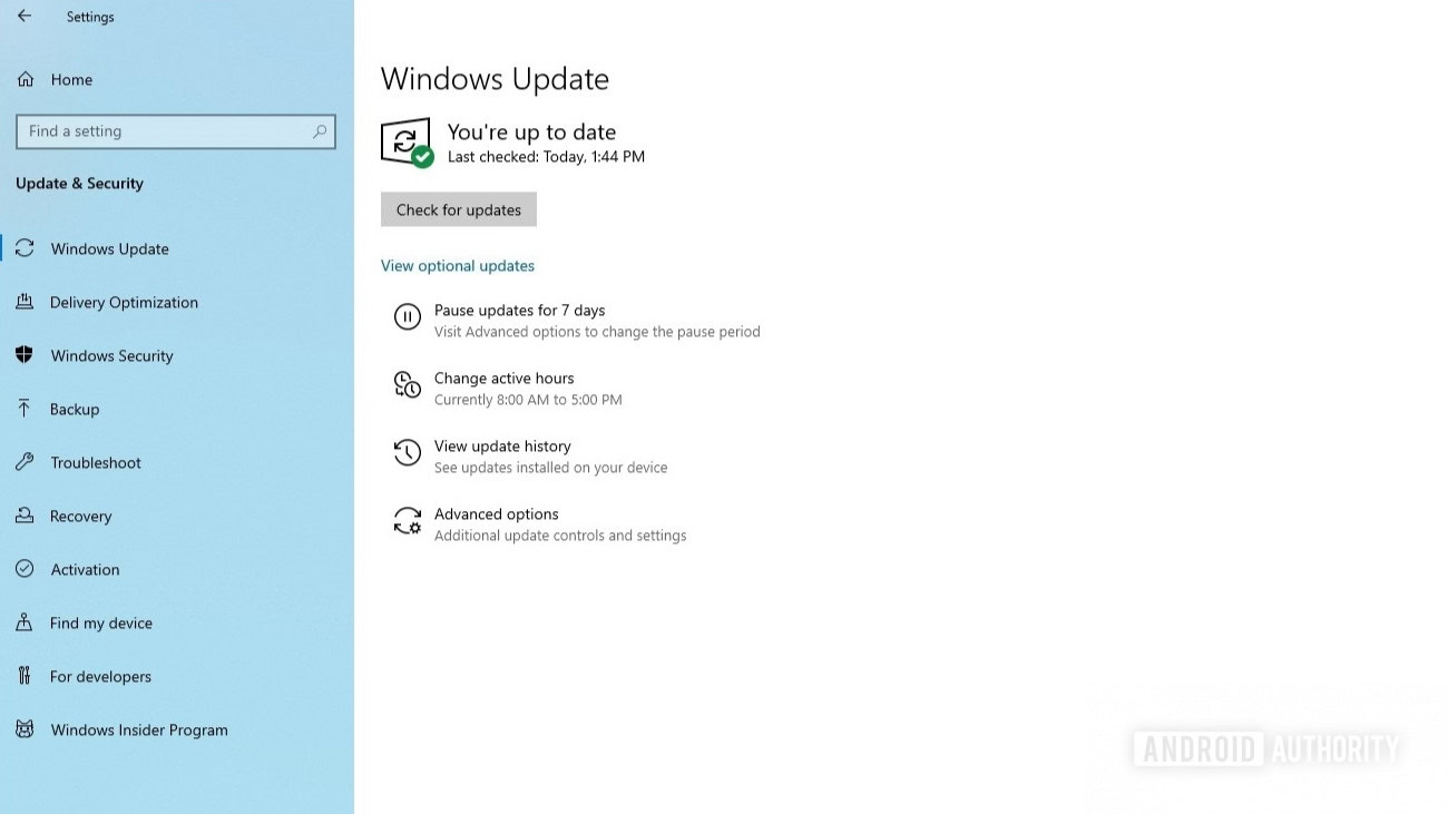 Windows 10 check for update