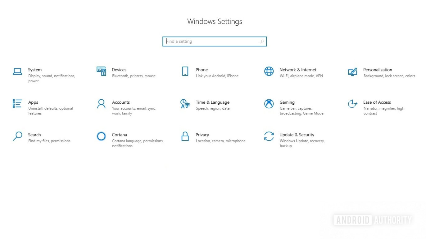 Windows 10 settings app