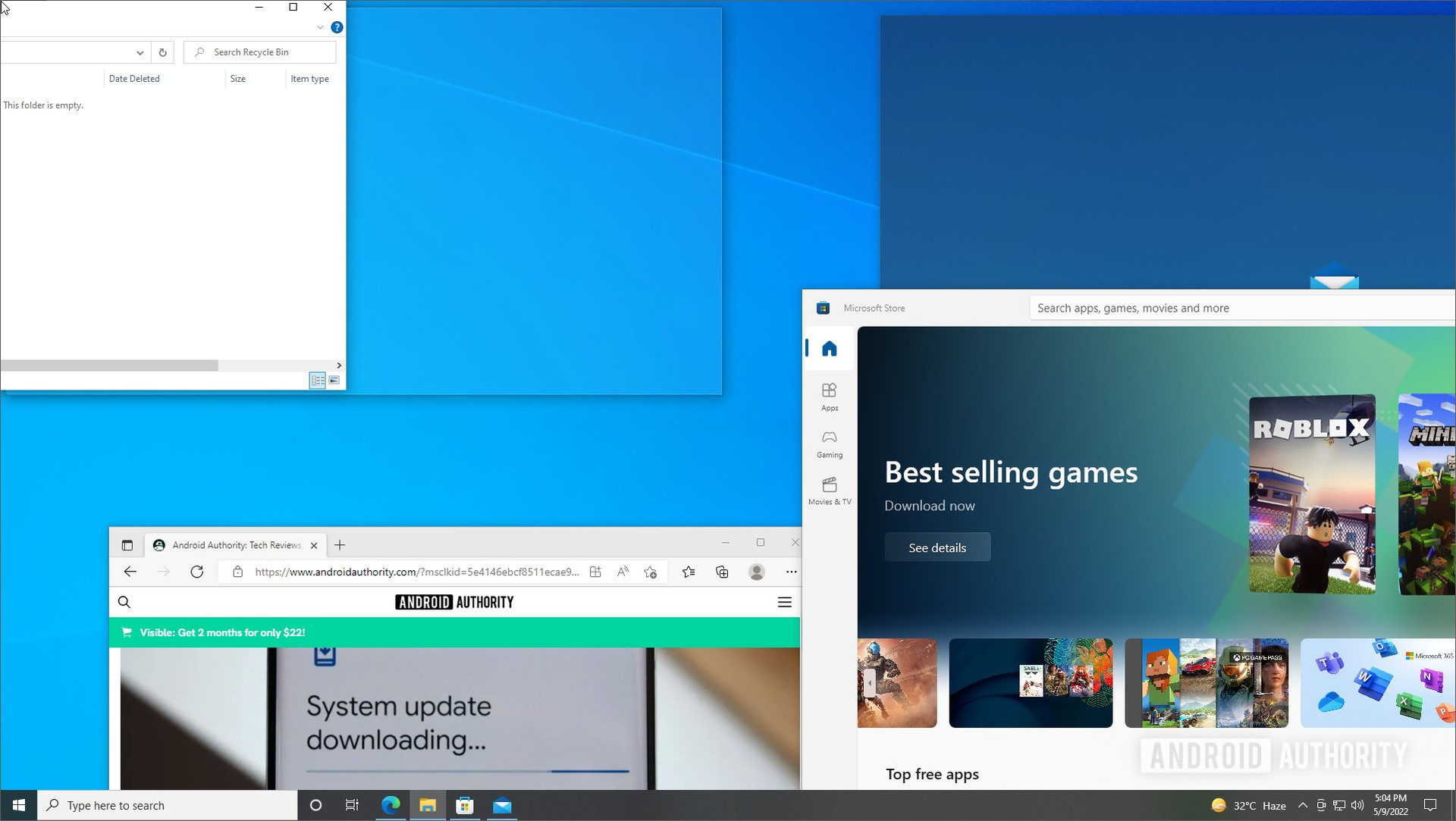 Windows 10 split screen snap assist window 1