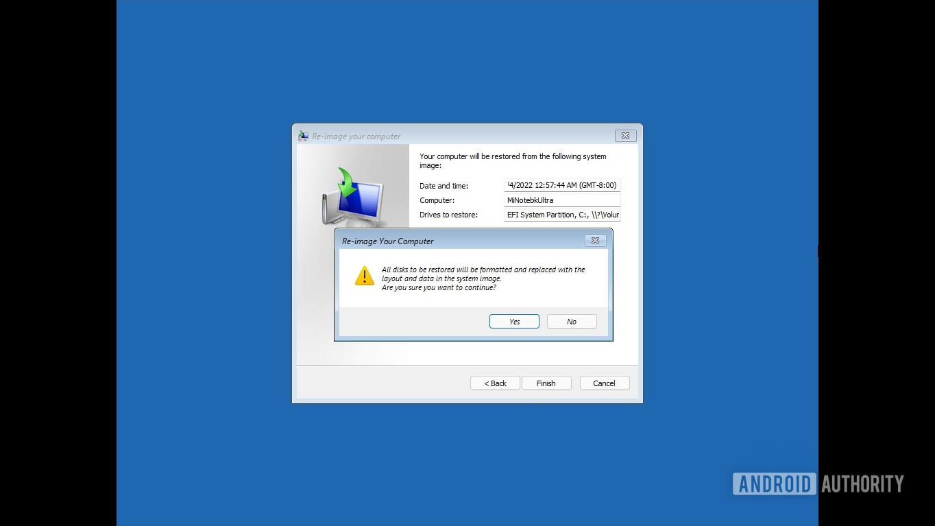 Advertencia de confirmación final de Windows 11