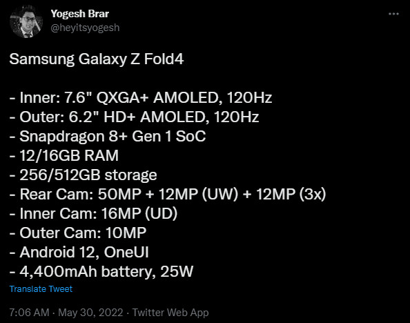 Yogesh Brar Samsung Galaxy Z Fold 4