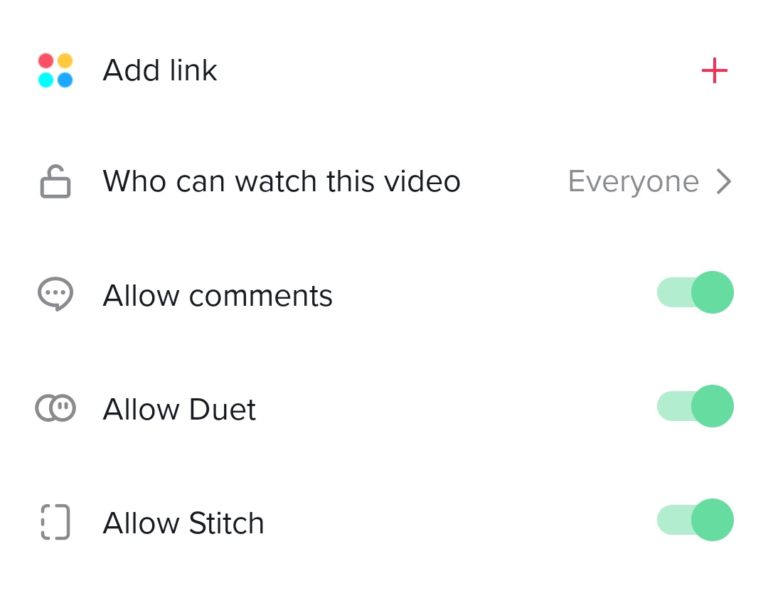 allow stitch TikTok