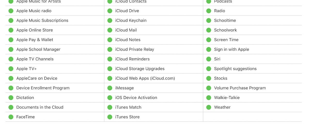 apple system status