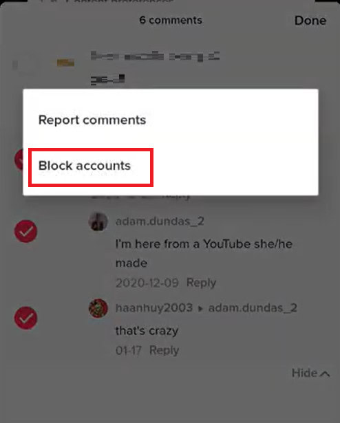 block accounts