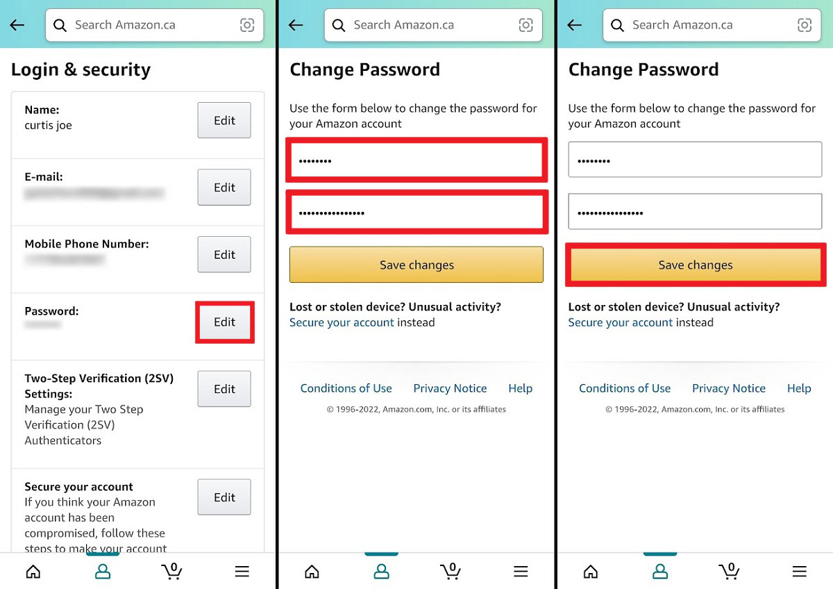 change password mobile