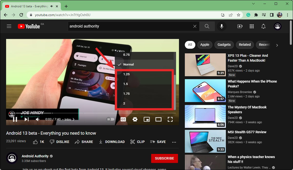how to speed up a youtube video