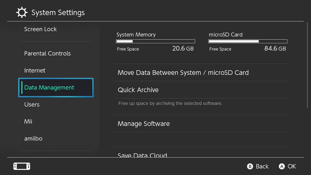 data management tab