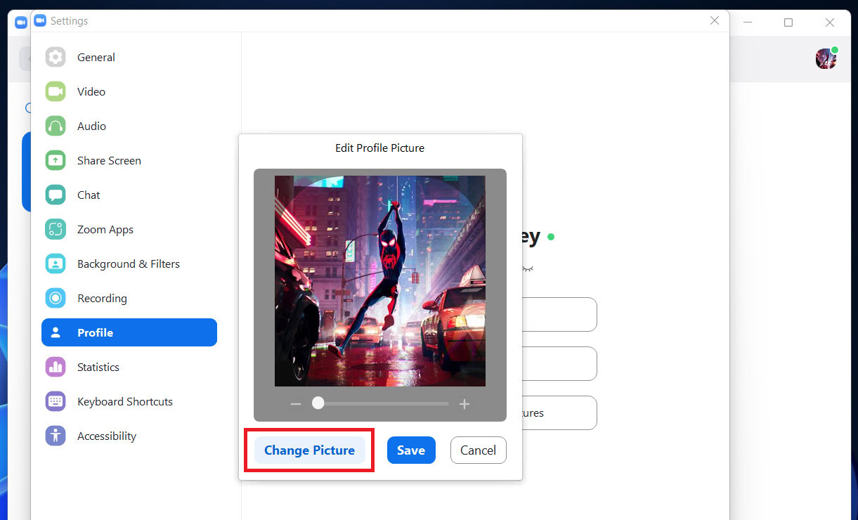 edit zoom profile picture