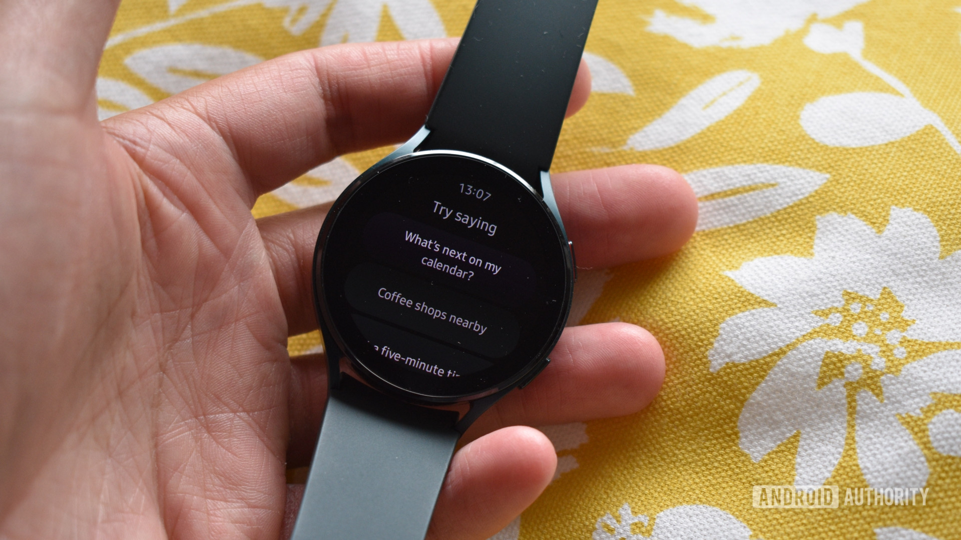 A user queries Google Assistant on their Wear OS device.
