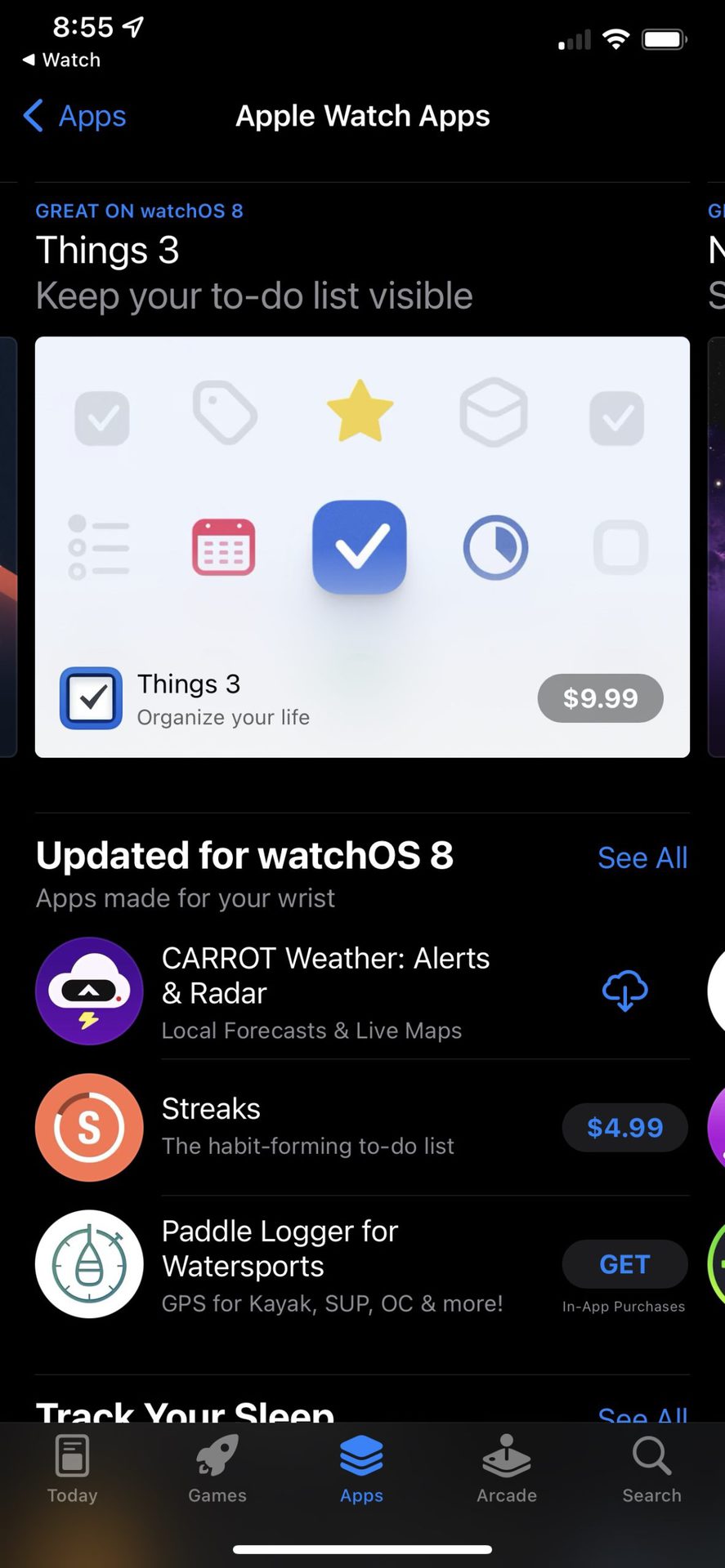 iPhone Screenshot Watch Apps