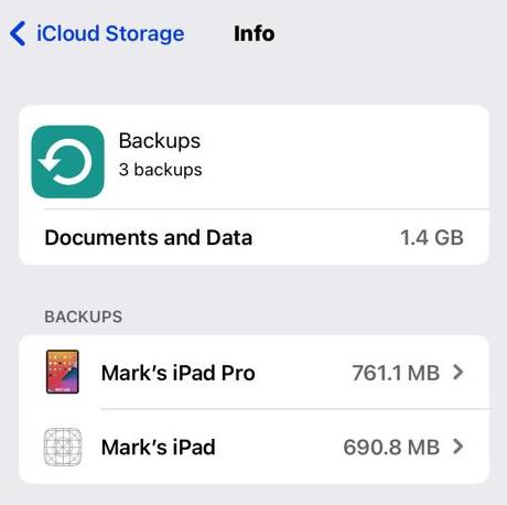 icloud storage ios backups