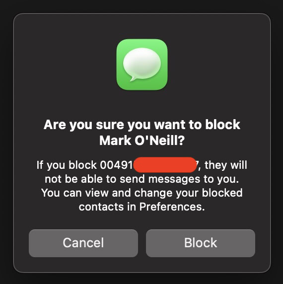 imessage block macos confirm