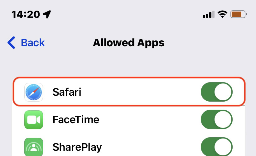 ios allowed apps