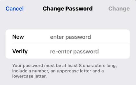 ios icloud enter new password