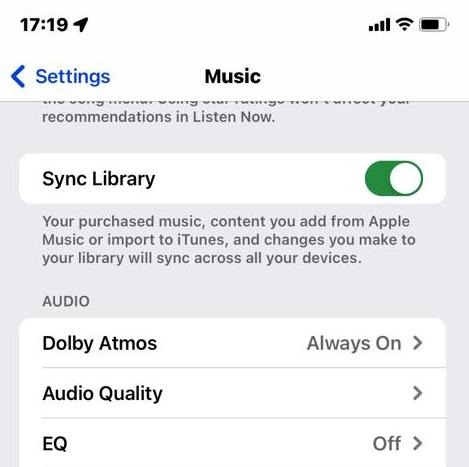 Turn off iCloud music library