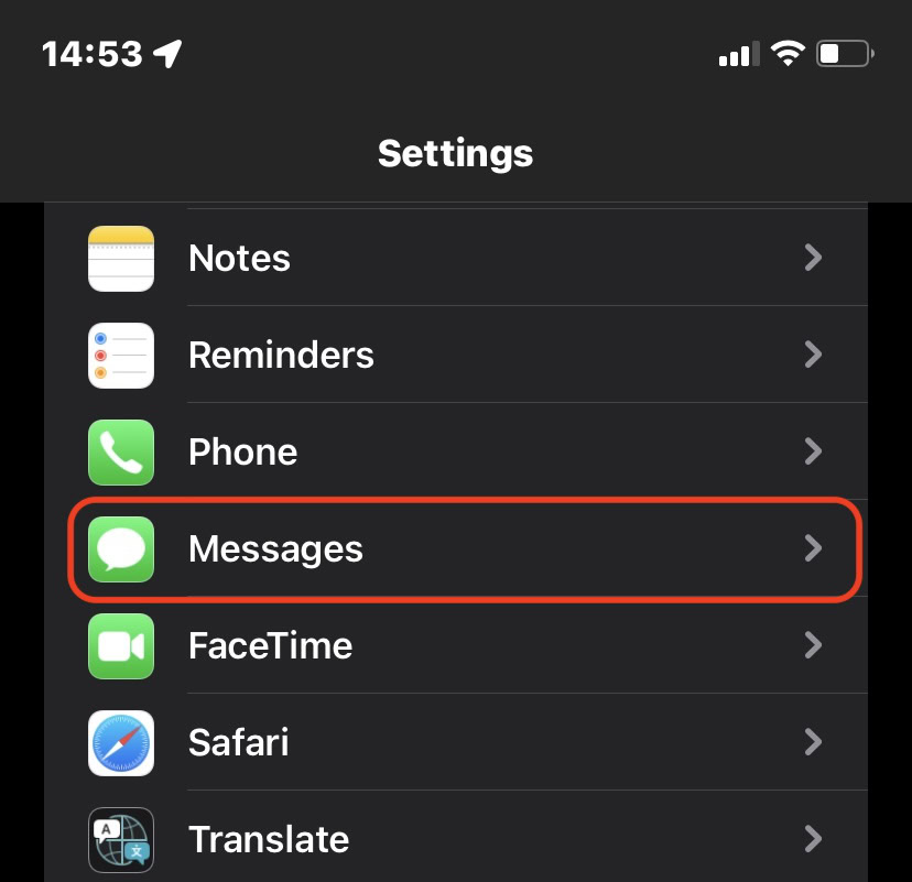 ios settings messages
