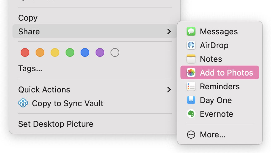 macos add to photos