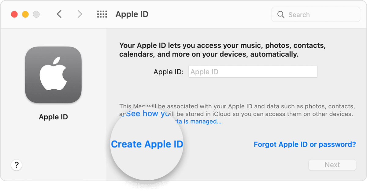 macos create apple id icloud account