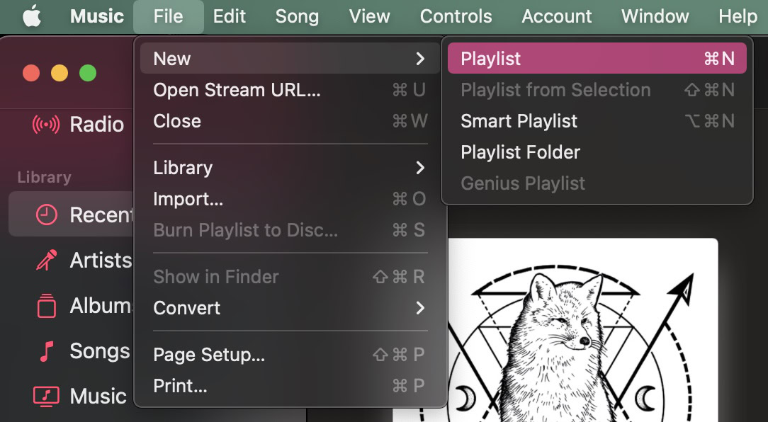 macos create new playlist